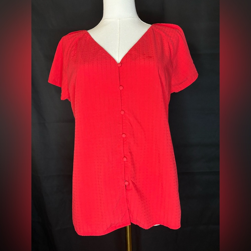 Ann Taylor Red Button-Down Women's Top